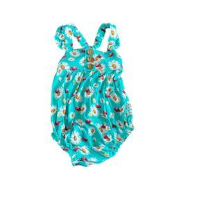 Posh Peanut Henley Bamboo Cap Sleeve Bubble Romper 6-12 Months Ladybugs VGUC